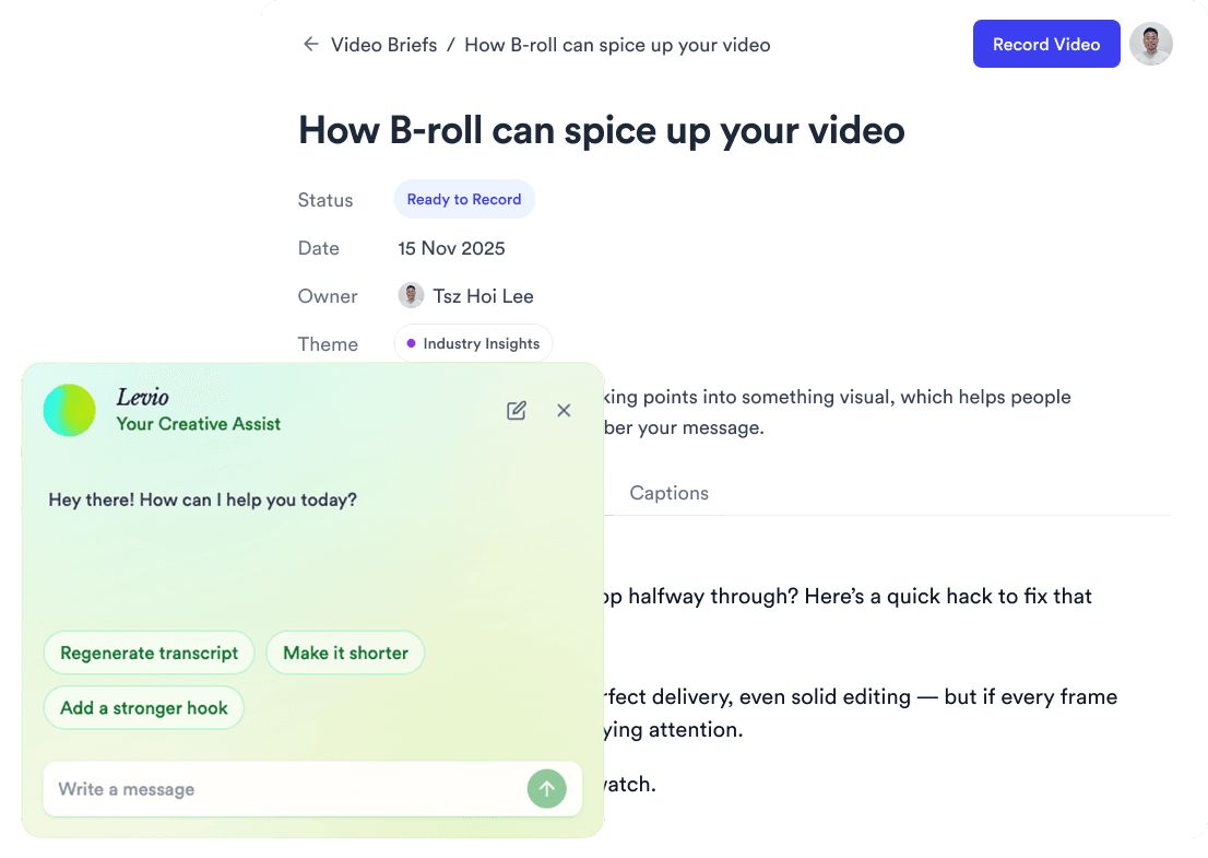 AI script writer interface